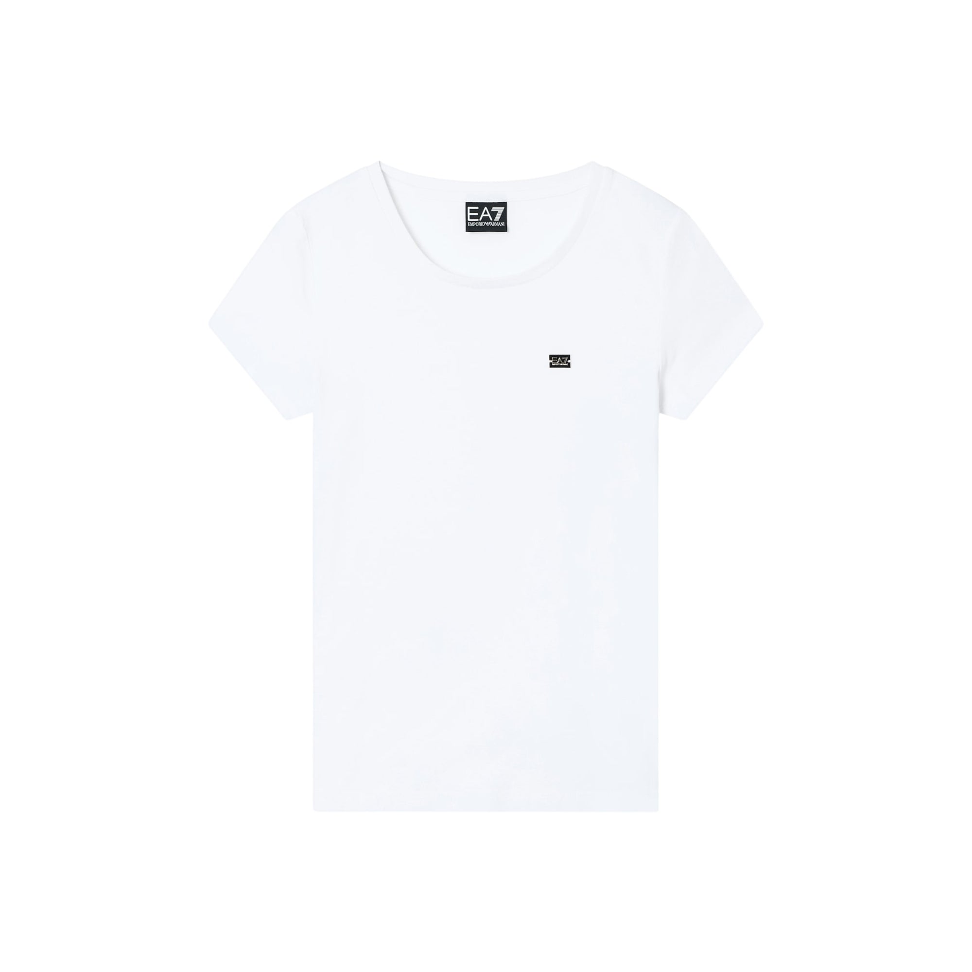 T-shirt Donna Bianca elasticizzata, con logo applicato