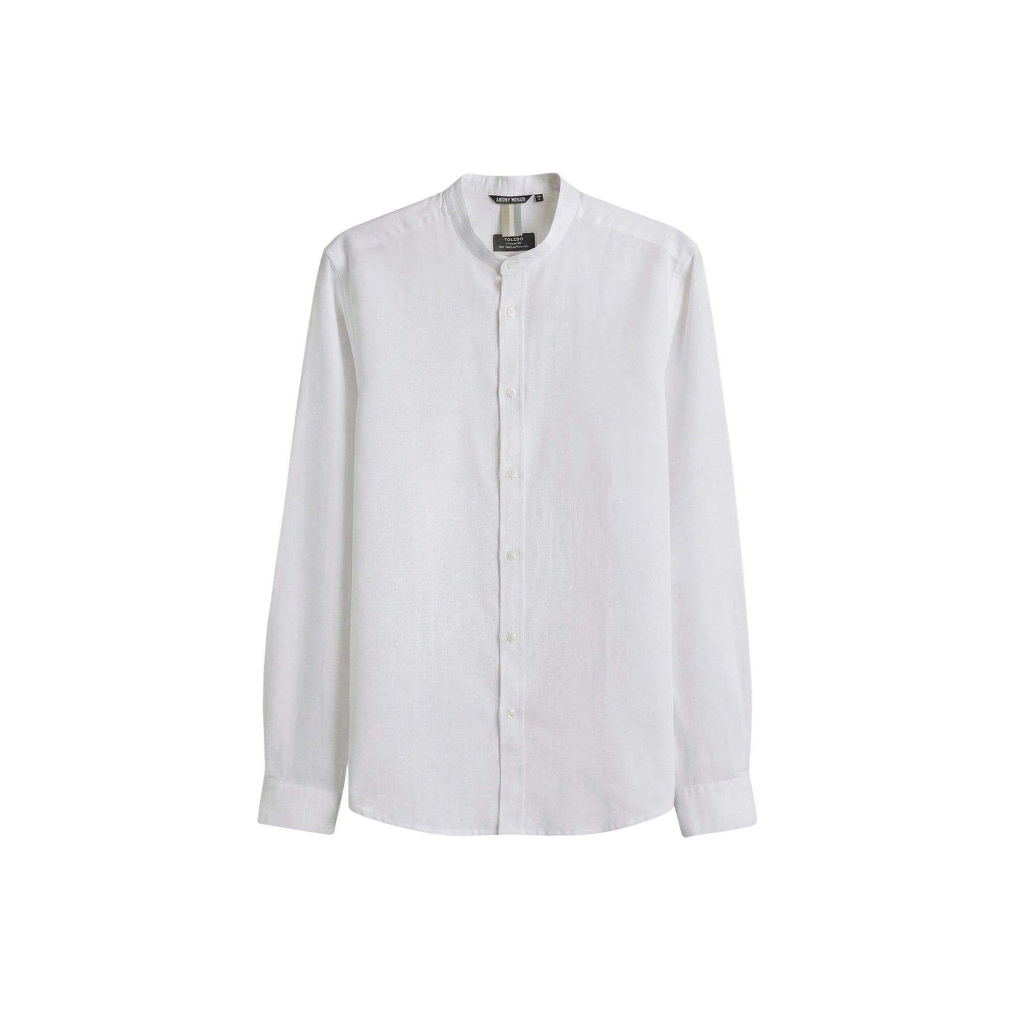 Camicia Uomo misto lino, con placca logo metallica sul retro 