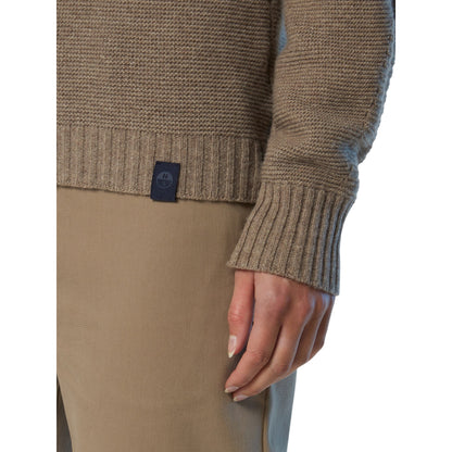 Maglia Donna Beige in misto lana, con collo alto e spalle a sella