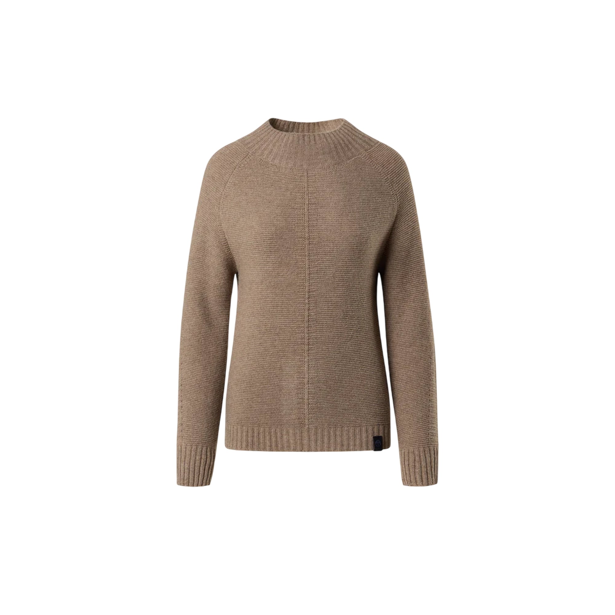 Maglia Donna Beige in misto lana, con collo alto e spalle a sella