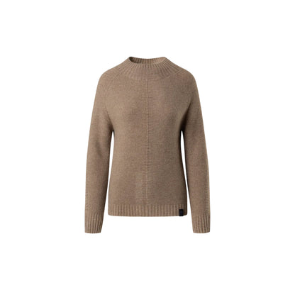 Maglia Donna Beige in misto lana, con collo alto e spalle a sella