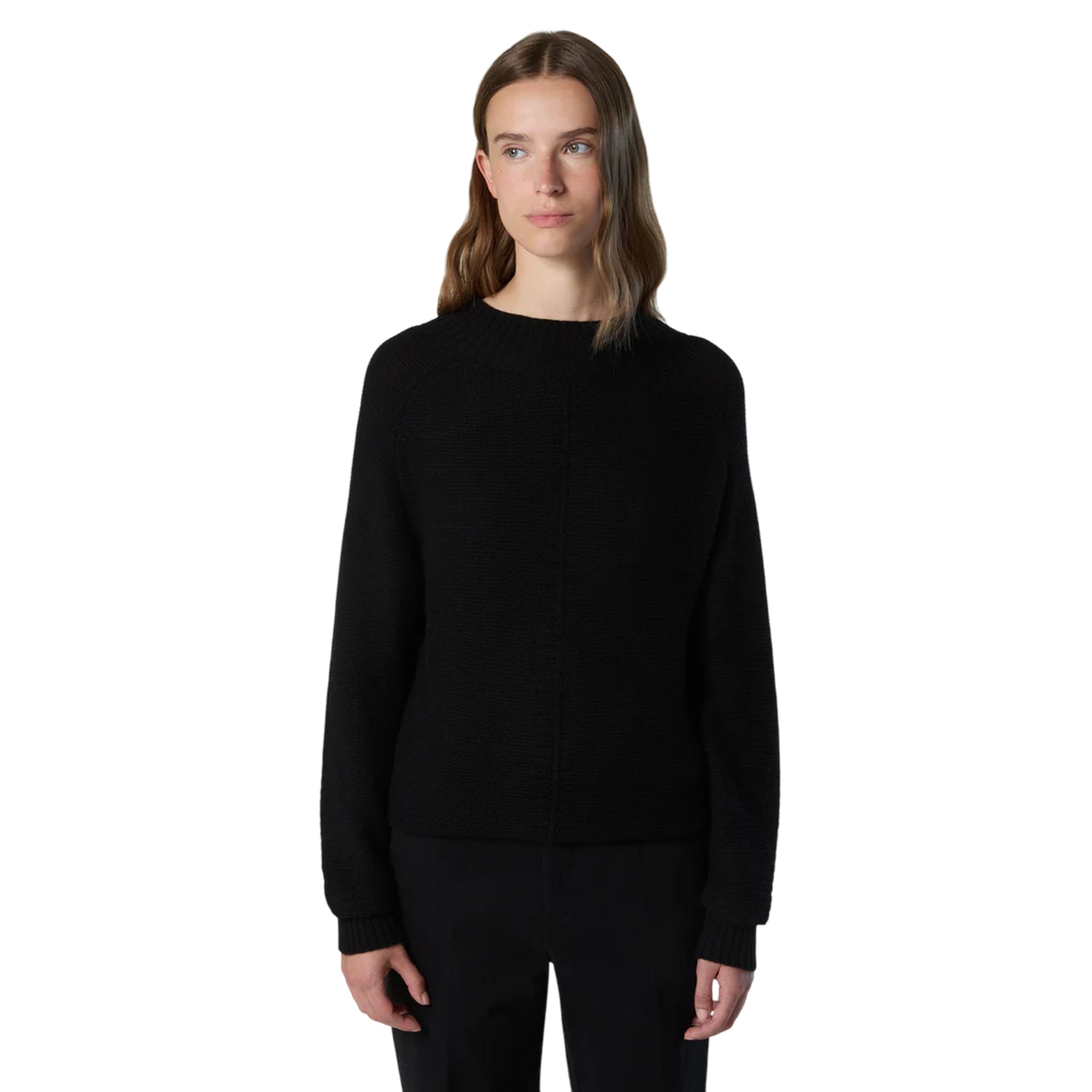 Maglia Donna in misto lana, con collo alto e spalle a sella