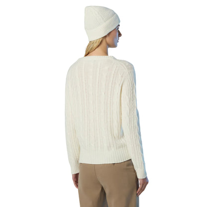 Maglione girocollo Donna a trecce Bianco modella retro