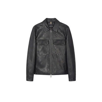Giacca Uomo in similpelle, dal fit slim, con colletto a camicia
