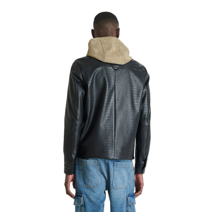 Giacca Uomo in similpelle, dal fit slim, con colletto a camicia