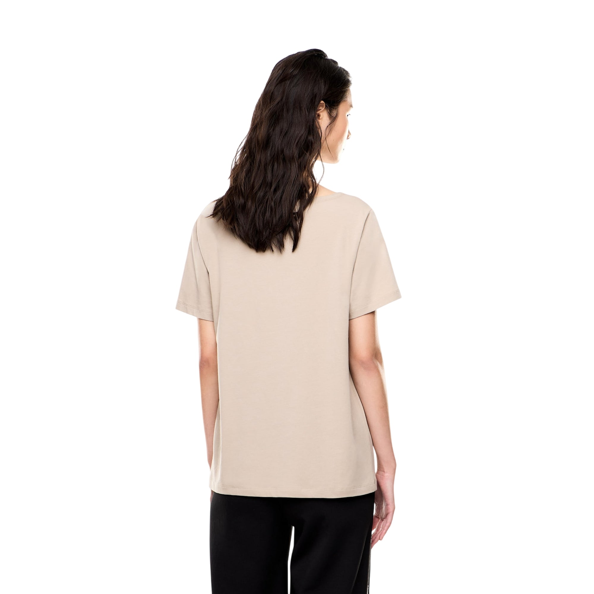 T-shirt Donna in cotone, con logo strass frontale e girocollo