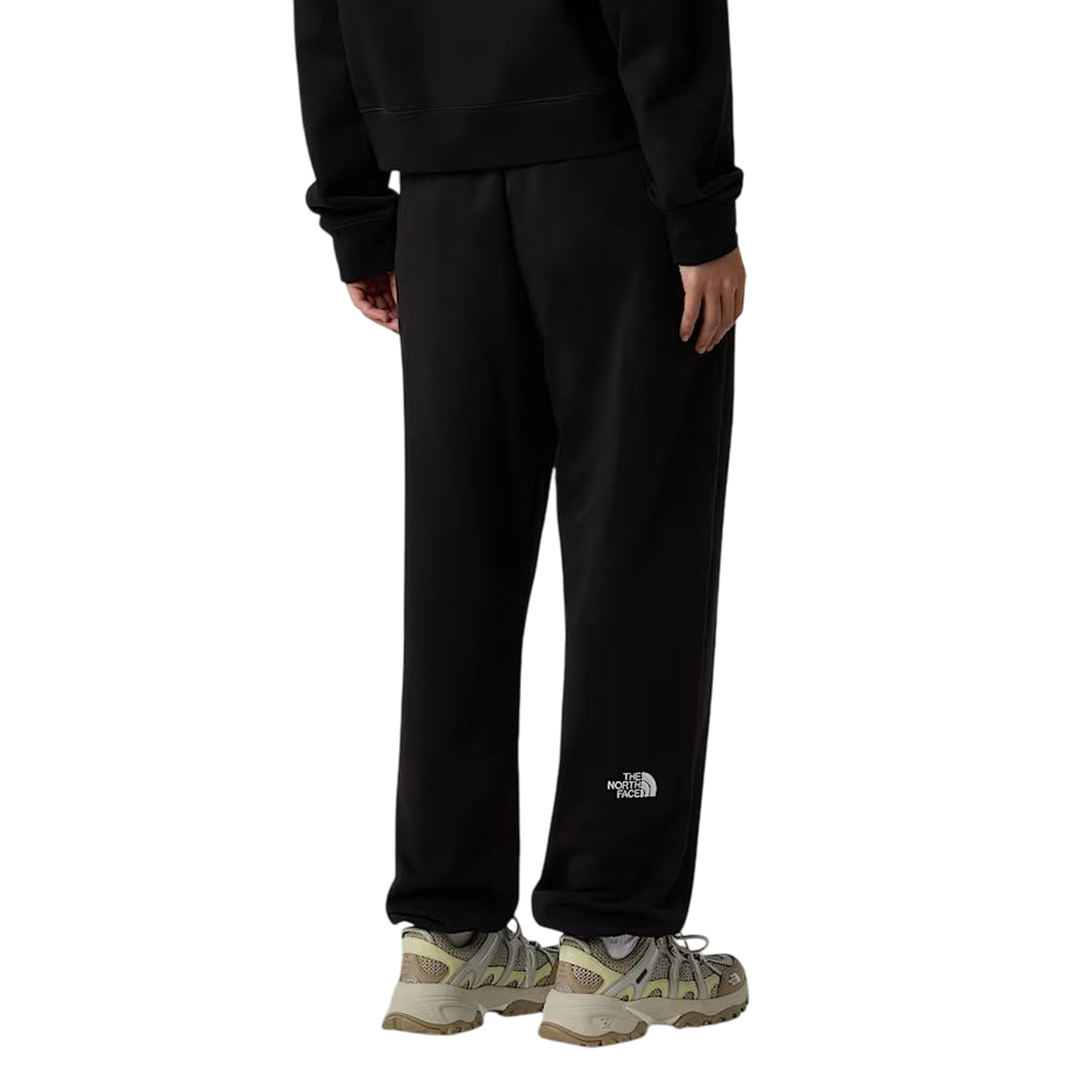 Joggers Donna Essential Relaxed Straight Nero modella retro