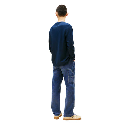 T-shirt blu a maniche lunghe slim fit con logo