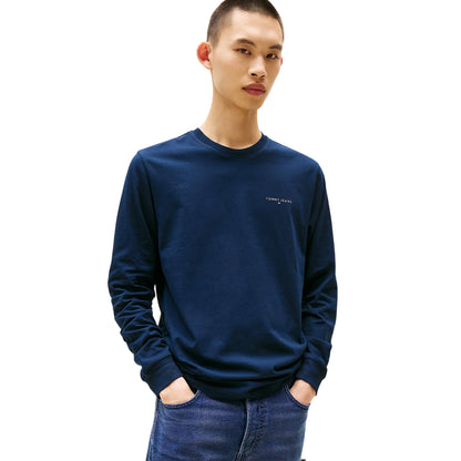 T-shirt blu a maniche lunghe slim fit con logo