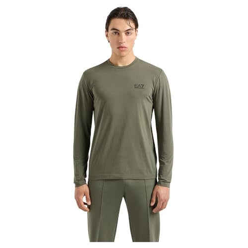 EA7 T-Shirt Manica Lunga Verde Cotone Core Identity Uomo