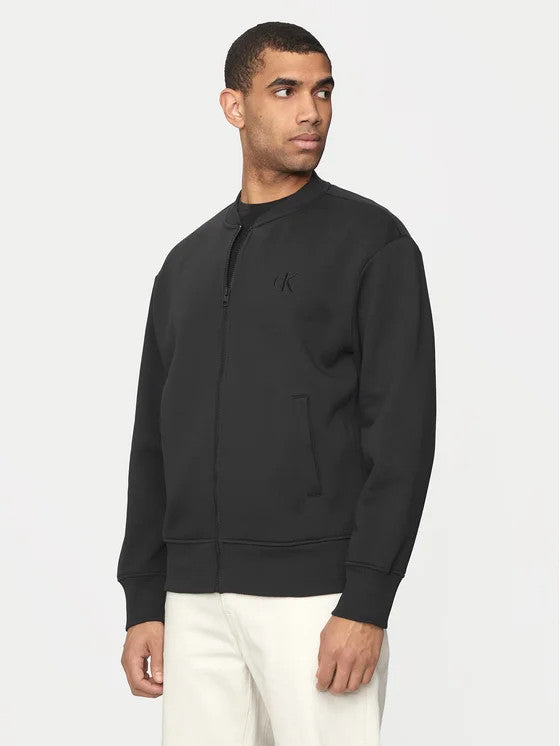 Calvin Klein Bomber Nero Poliestere e Cotone Relaxed Fit Applique