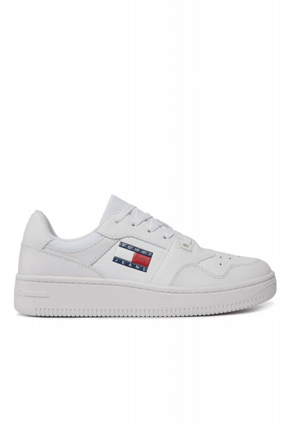 Tommy Hilfiger Sneakers Retro Basket Donna Bianche Pelle Sintetica