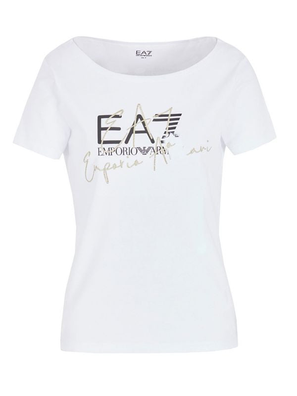 EA7 T-shirt Donna Bianca Logo Girocollo 6DTT19TJQCZ