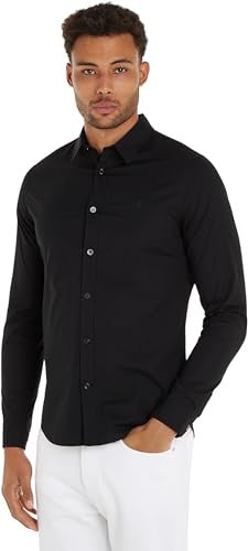 Calvin Klein Jeans Camicia Slim Fit Cotone Elasticizzato Nero Uomo