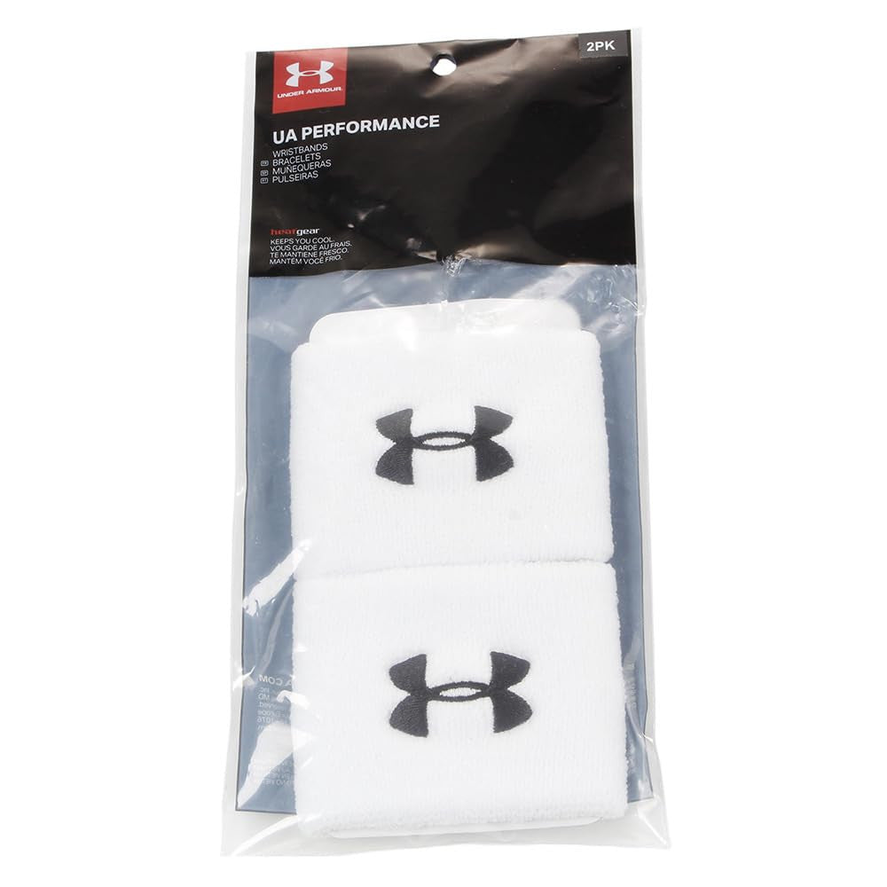 Under Armour Polsini Uomo Bianco/Nero 7,6 cm Poliestere Traspiranti