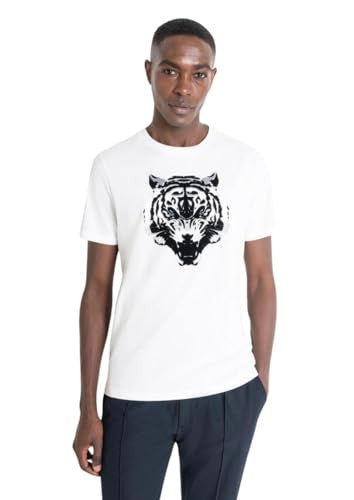 Antony Morato T-shirt Regular Fit Crema Stampa Floccata Cotone