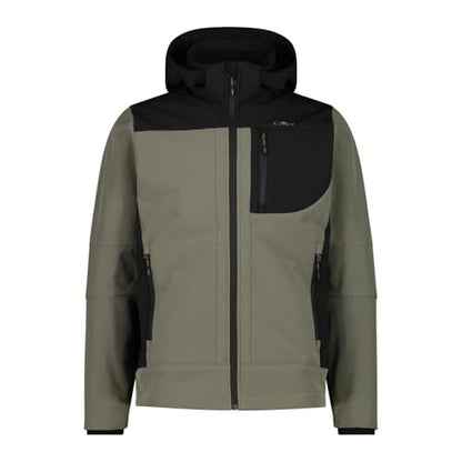 Giacca Uomo in softshell con cappuccio rimovibile Verde militare