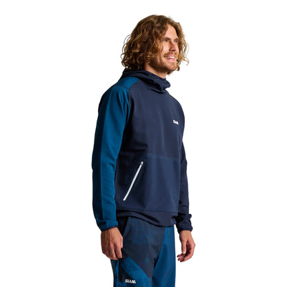Felpa Uomo tecnica Blu, con finiture elasticizzate e cappuccio