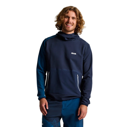 Felpa Uomo tecnica Blu, con finiture elasticizzate e cappuccio