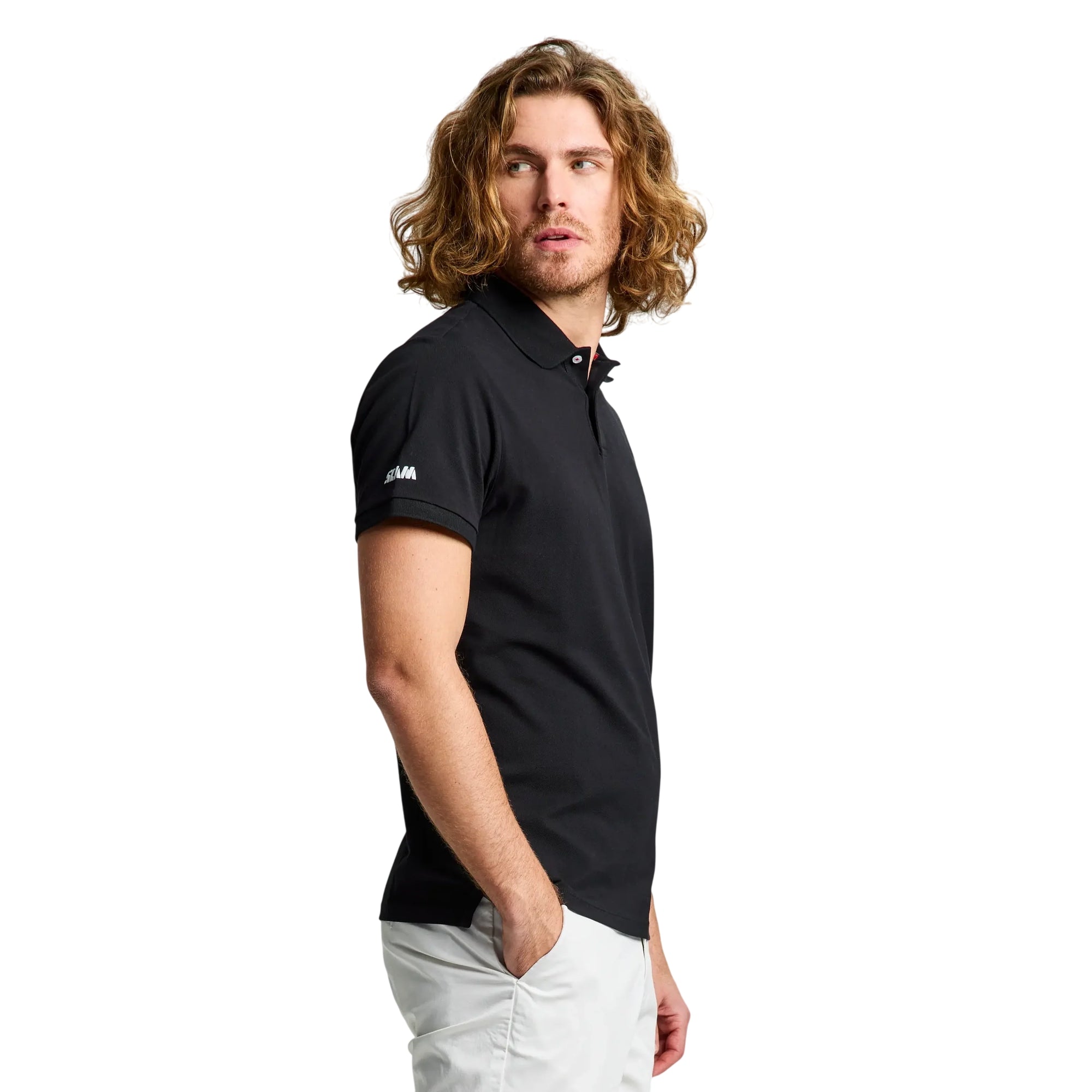 Polo Uomo Deck Nera, in puro cotone, con scollo due bottoni
