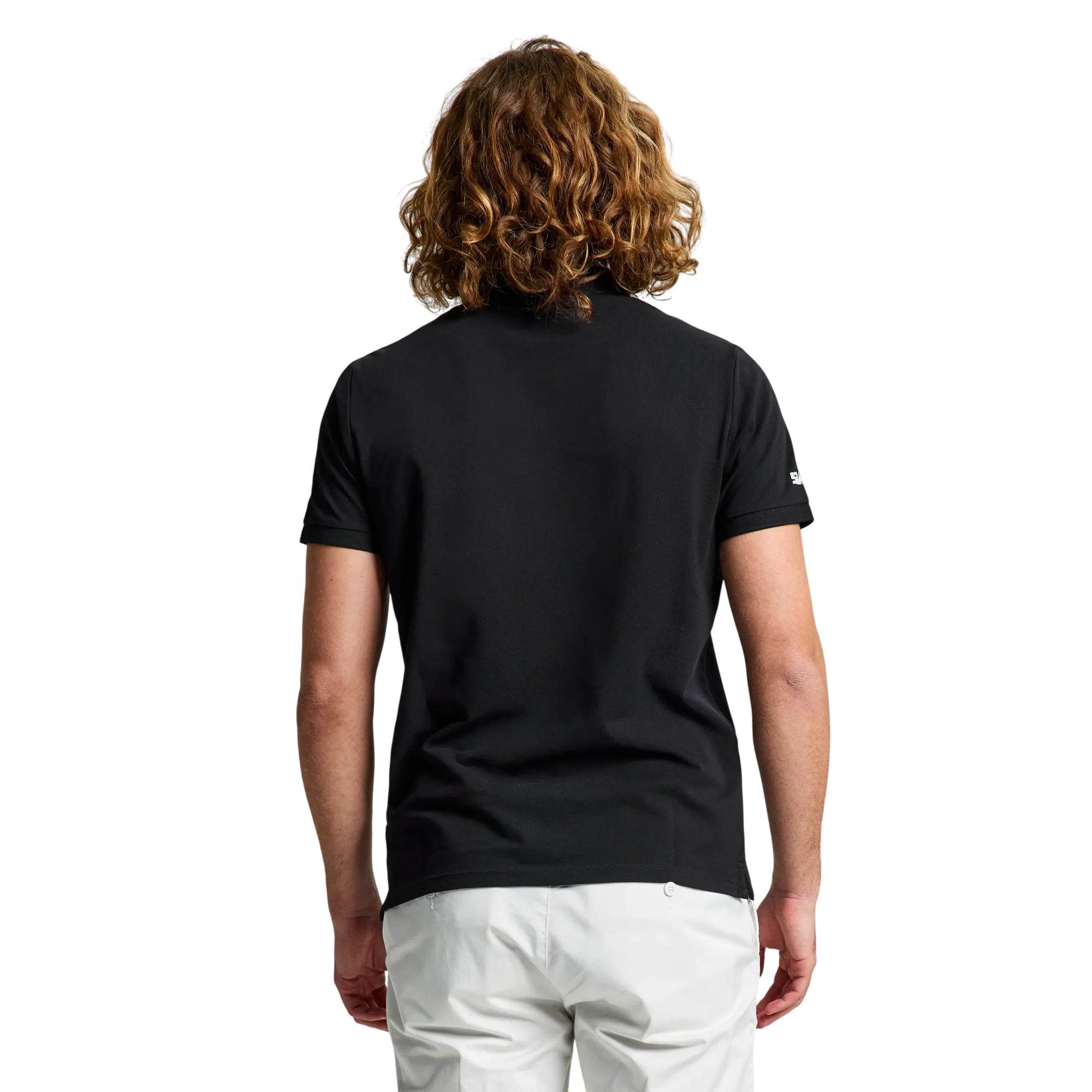 Polo Uomo Deck Nera, in puro cotone, con scollo due bottoni
