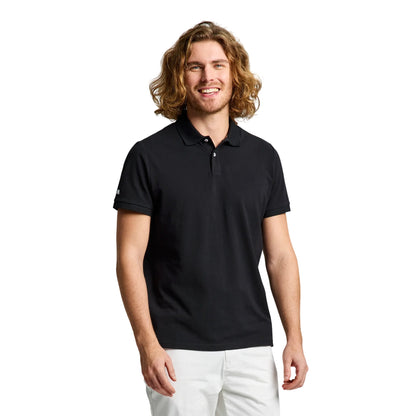 Polo Uomo Deck Nera, in puro cotone, con scollo due bottoni