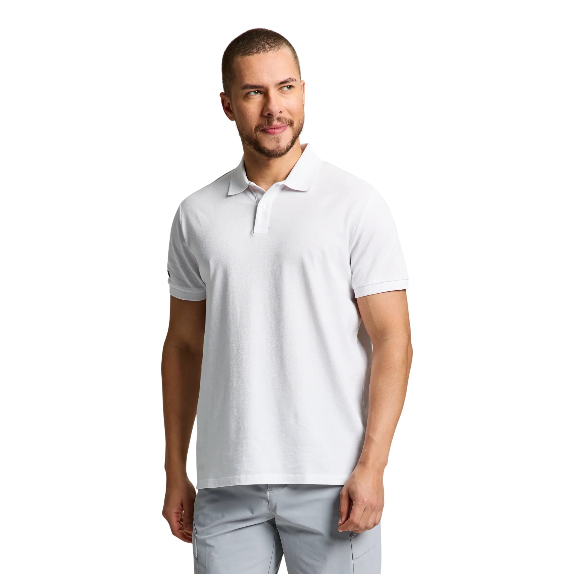 Polo Uomo Deck Bianca, in puro cotone, con scollo due bottoni