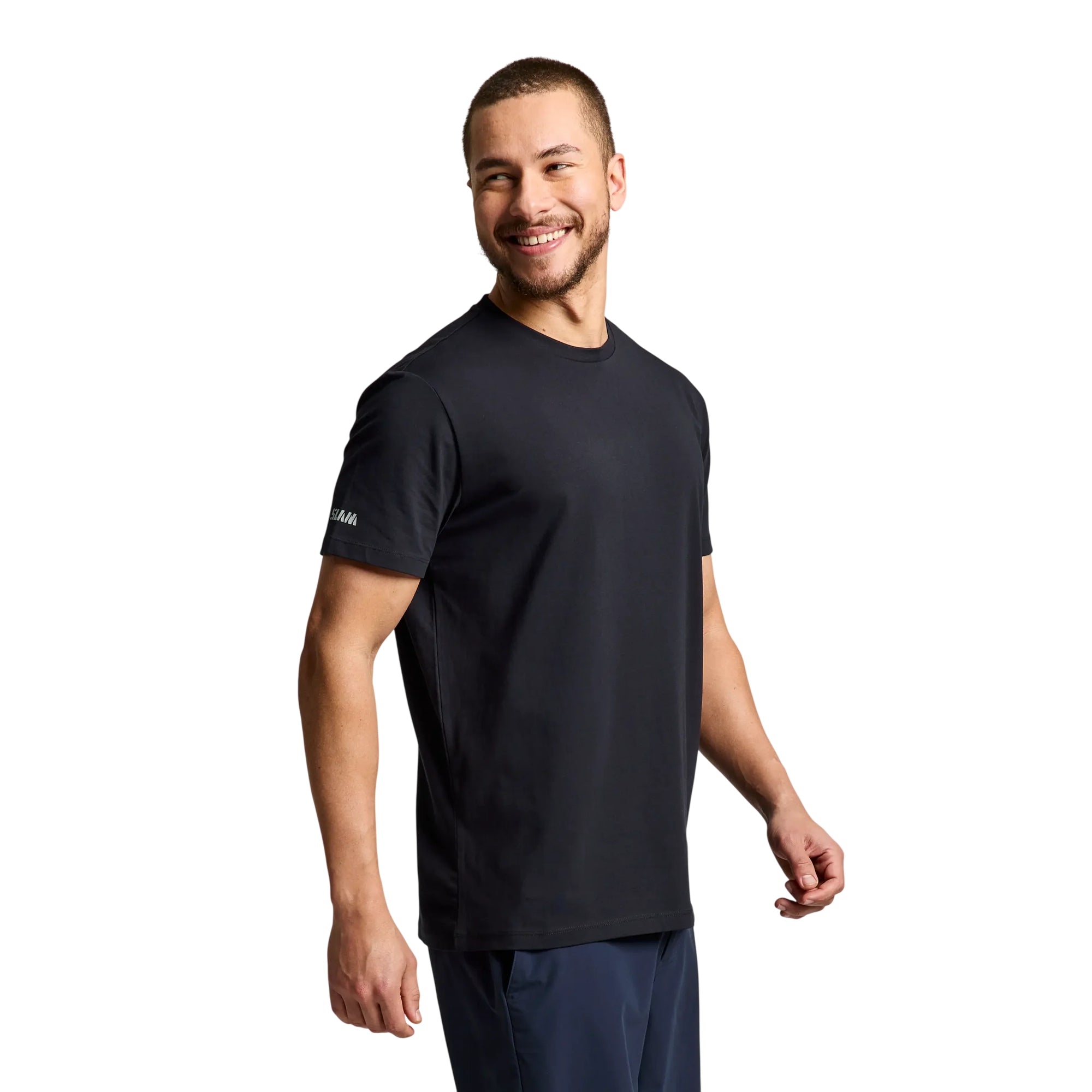 T-shirt Uomo Deck Nera, con logo sulla manica frontale