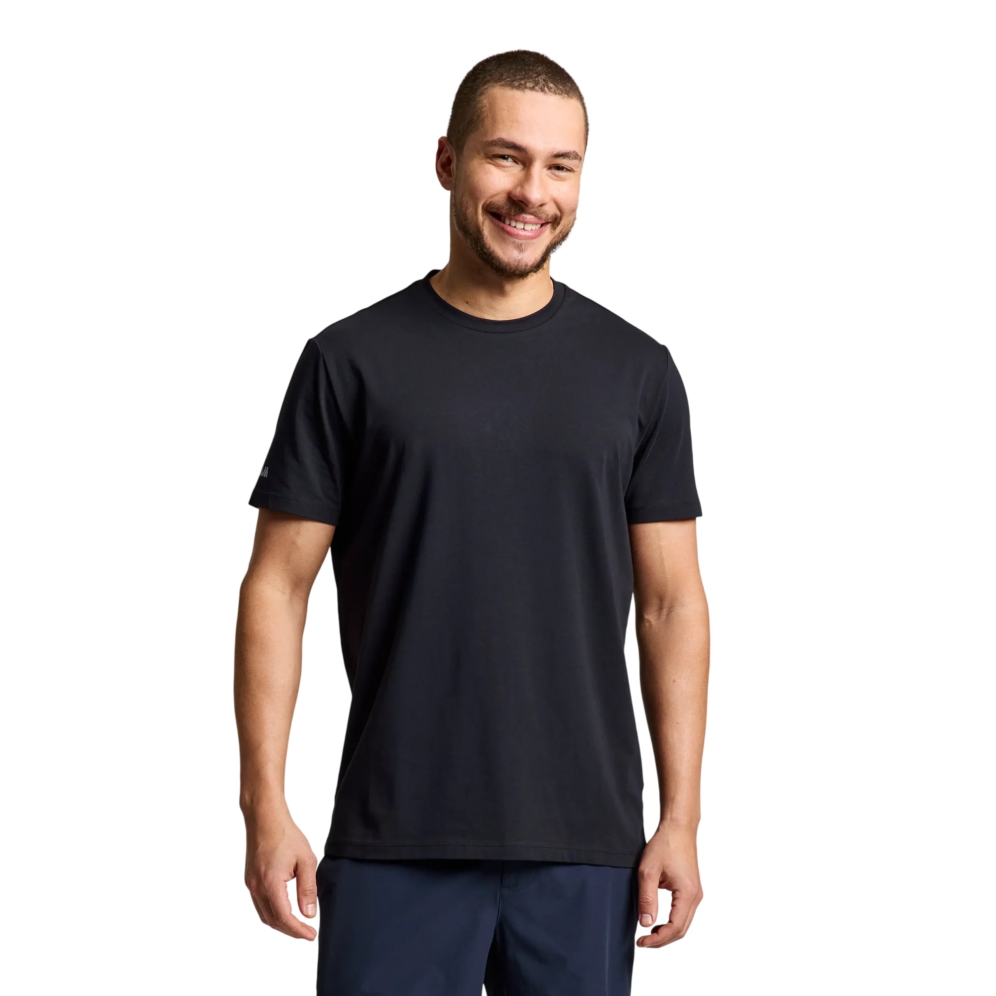 T-shirt Uomo Deck Nera, con logo sulla manica frontale
