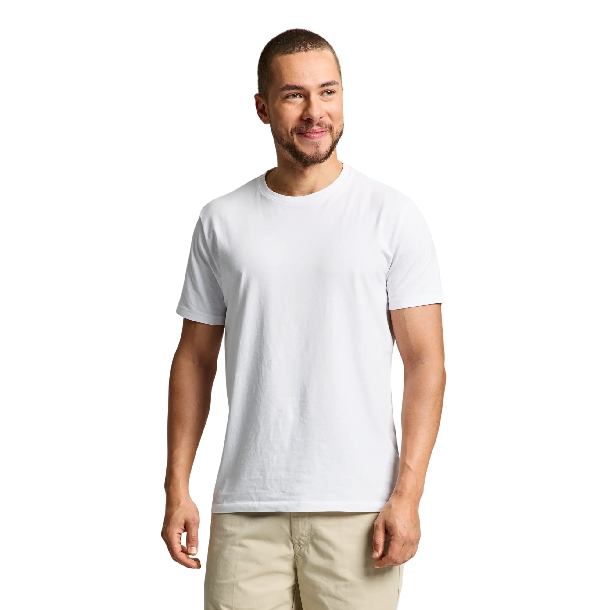 T-shirt Uomo Bianca, Deck, con logo sulla manica frontale
