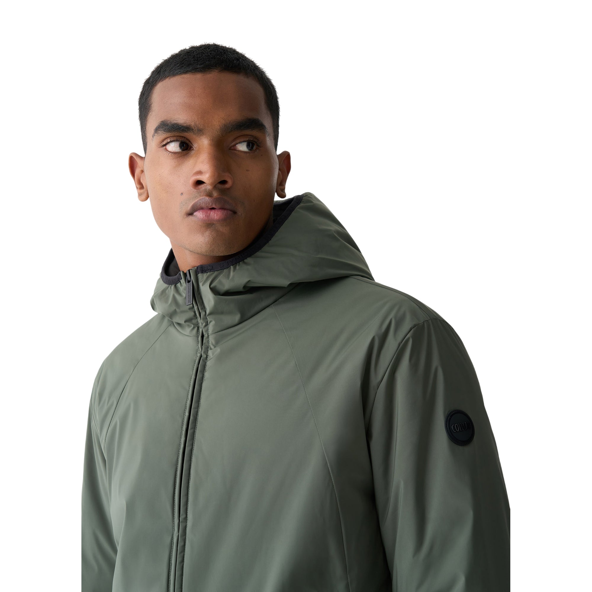 Giacca Uomo liscia, dall'effetto opaco Verde, con logo applicato