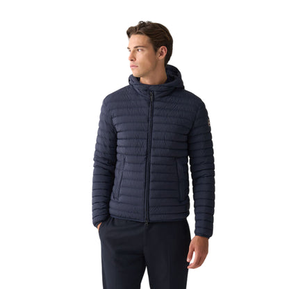 Piumino Uomo leggero, Blu, con cappuccio e design classico
