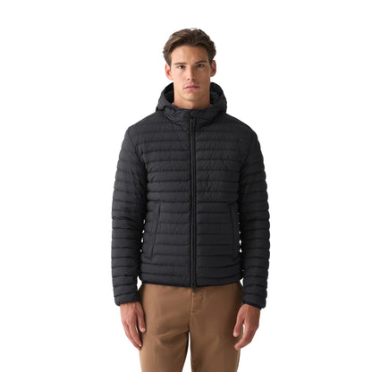 Piumino Uomo leggero, Nero, con cappuccio e design classico