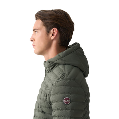 Piumino Uomo leggero, Verde, con cappuccio e design classico