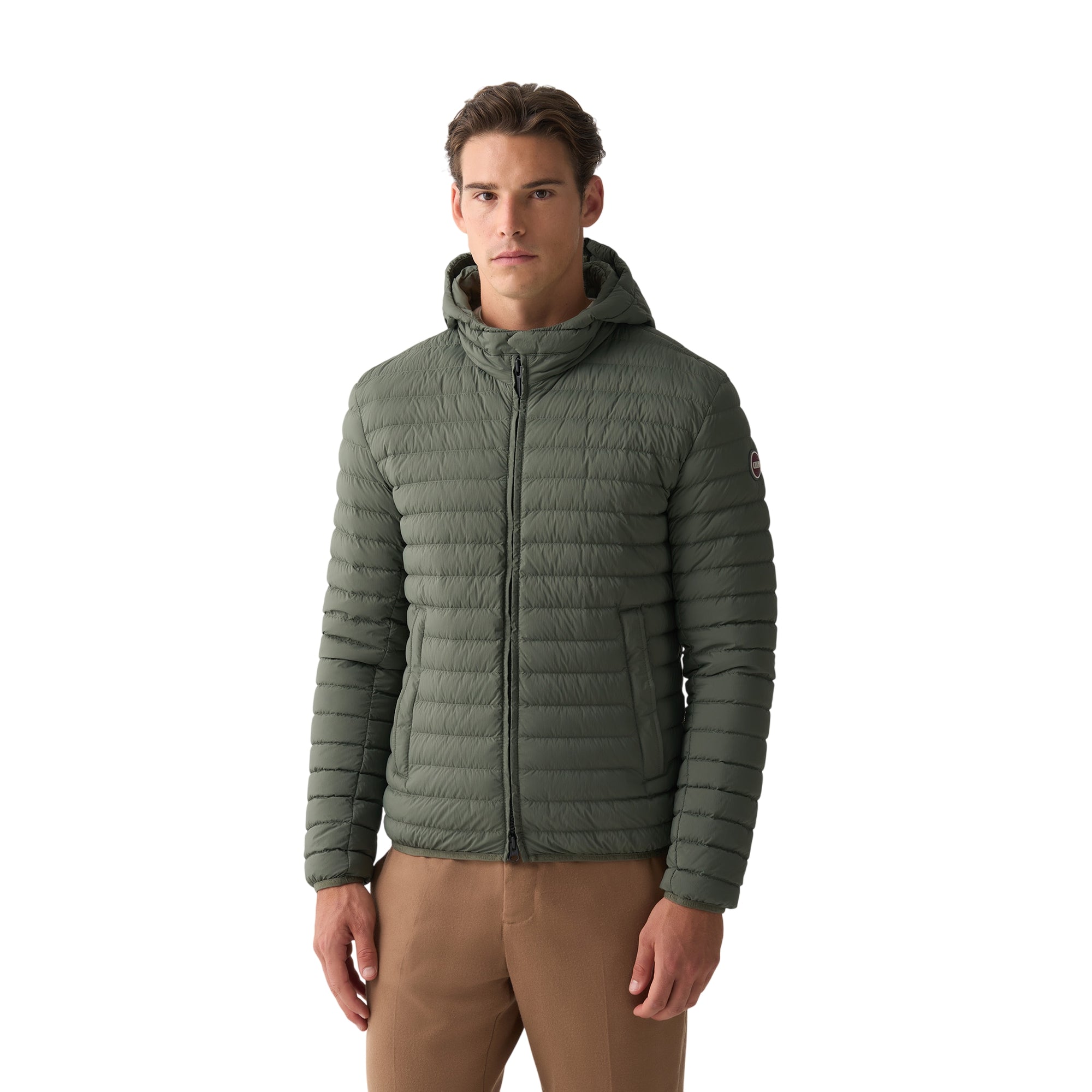 Piumino Uomo leggero, Verde, con cappuccio e design classico
