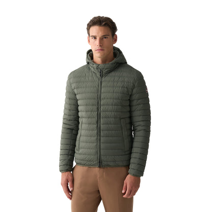 Piumino Uomo leggero, Verde, con cappuccio e design classico