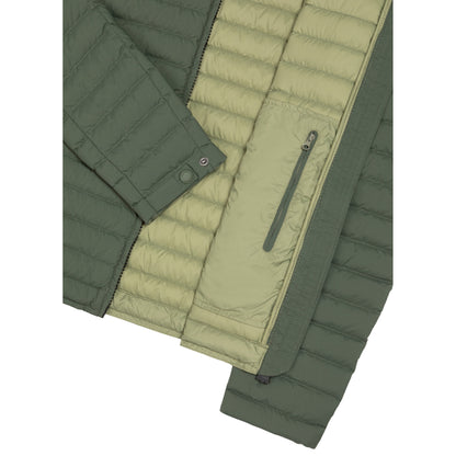 Piumino Uomo leggero Verde, con collo alto ed impunture a righe orizzontali