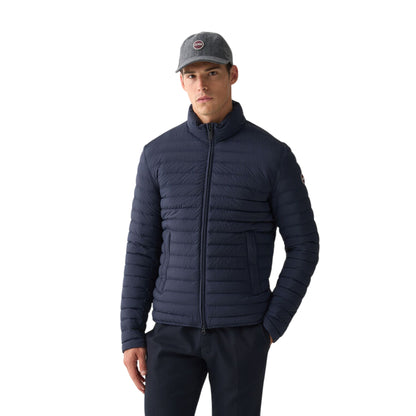 Piumino Uomo leggero Blu, con collo alto ed impunture a righe orizzontali 