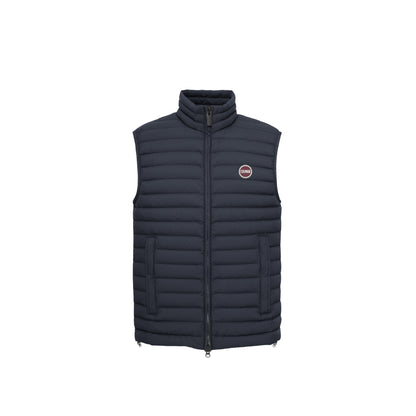 Gilet Uomo Blu, con collo alto ed impunture orizzontali a righe