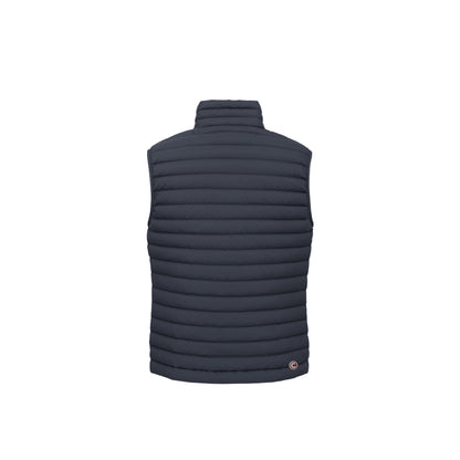 Gilet Uomo Blu, con collo alto ed impunture orizzontali a righe