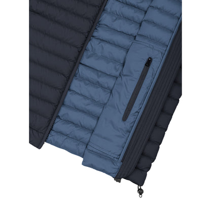 Gilet Uomo Blu, con collo alto ed impunture orizzontali a righe