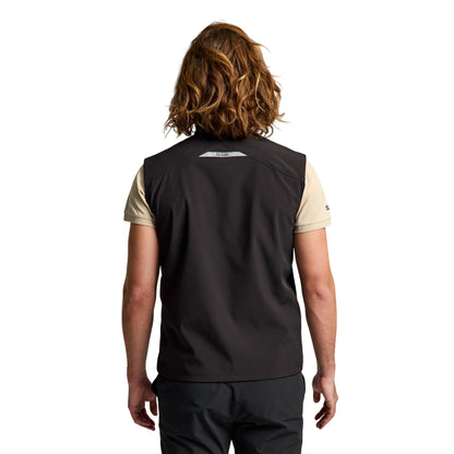 Gilet Uomo Active Softshell Vest Nero, ergonomico, full zip frontale 