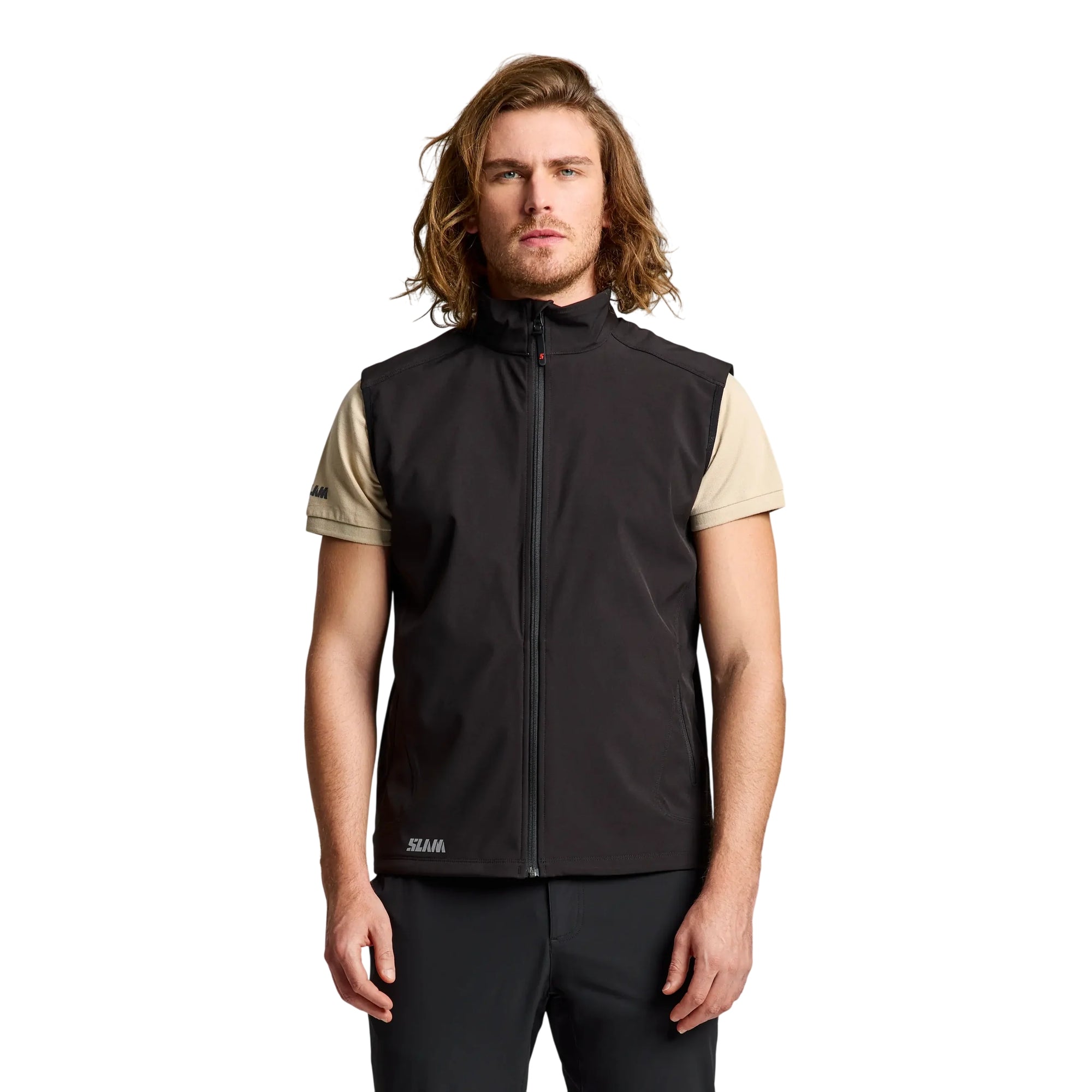 Gilet Uomo Active Softshell Vest Nero, ergonomico, full zip frontale 