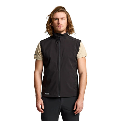 Gilet Uomo Active Softshell Vest Nero, ergonomico, full zip frontale 