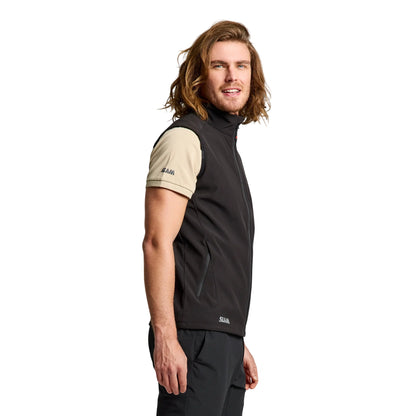 Gilet Uomo Active Softshell Vest Nero, ergonomico, full zip frontale 