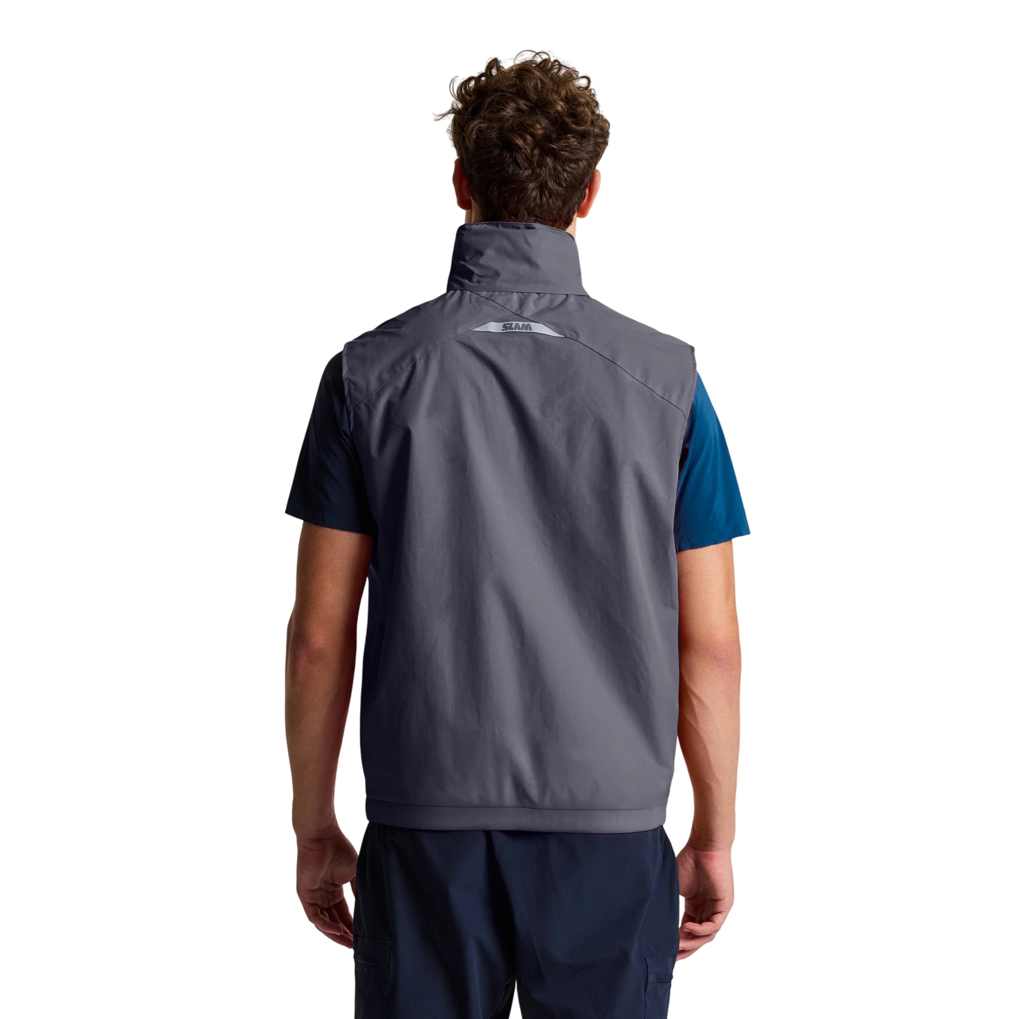 Gilet Uomo Crew Grigio, full zip, con logo applicato