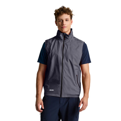 Gilet Uomo Crew Grigio, full zip, con logo applicato