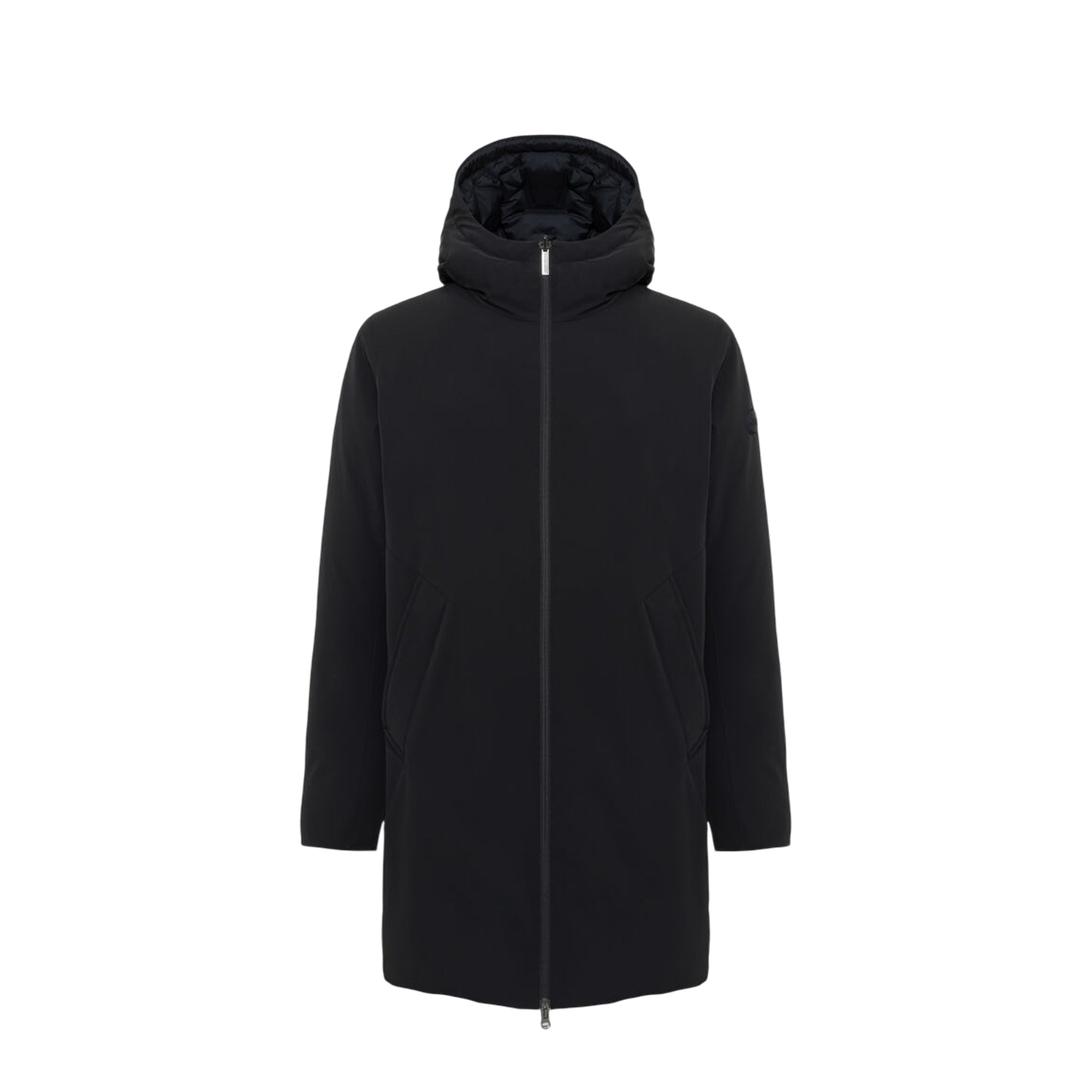 Piumino Uomo lungo reversibile, con lato dotato di impunture geometriche e lato liscio