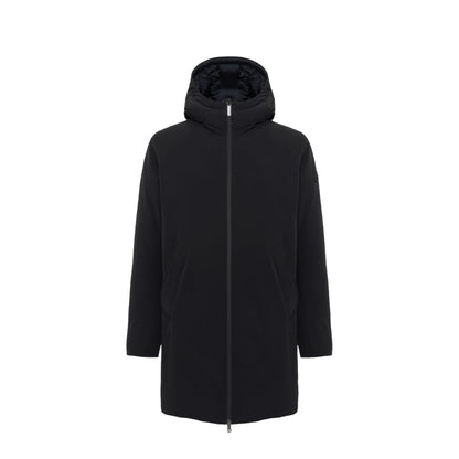 Piumino Uomo lungo reversibile, con lato dotato di impunture geometriche e lato liscio