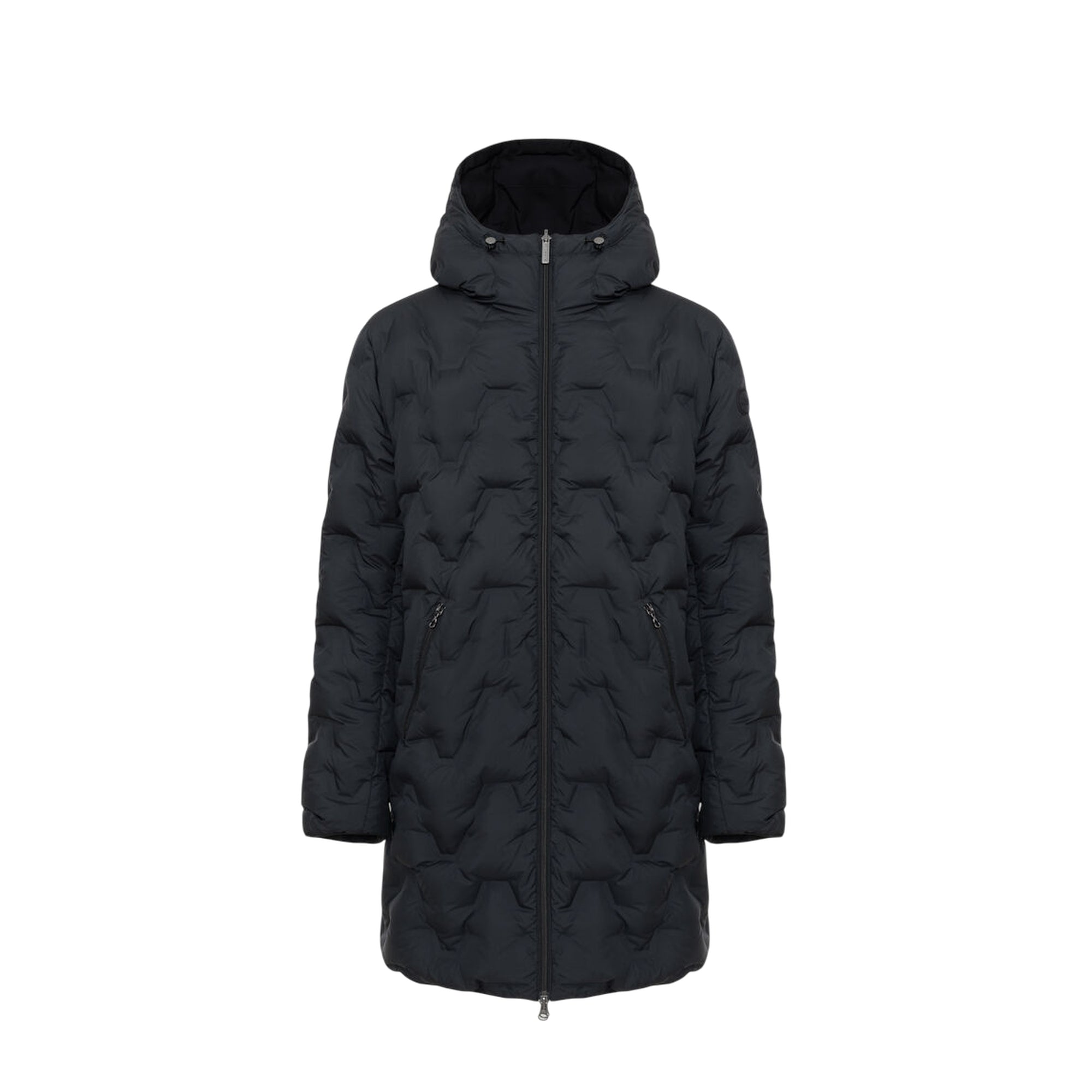 Piumino Uomo lungo reversibile, con lato dotato di impunture geometriche e lato liscio